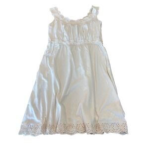 Fiori di Zucca ivory dress eyelet trim midi length womens' size 8 cottage core